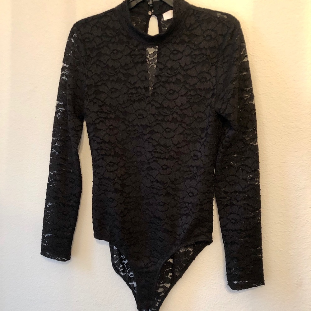 ASTR Black lace, long sleeve, body suit